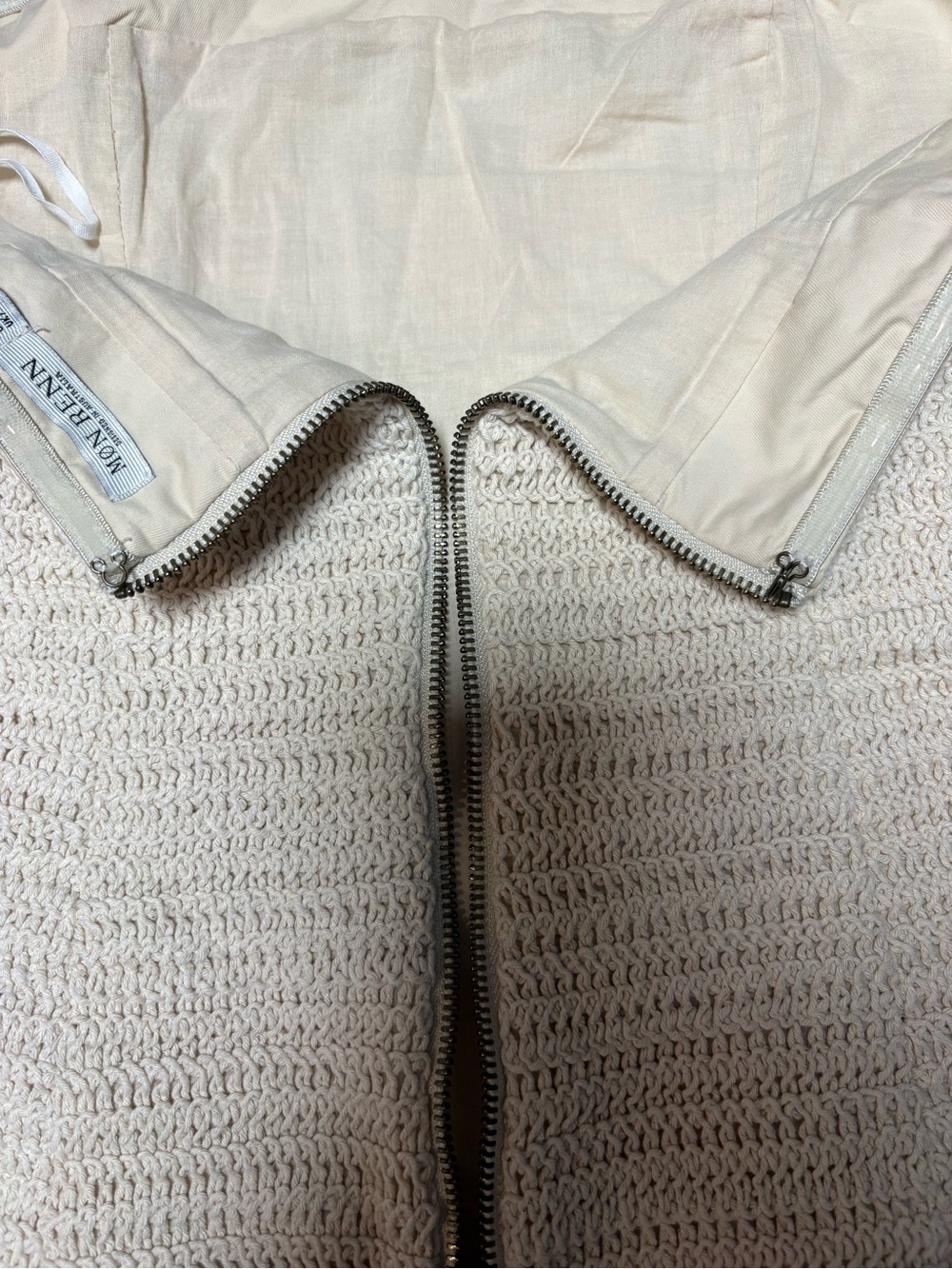 Anthropologie Mon Renn Cream Strapless Crochet Knit Mini Dress NWOT - Picture 15 of 15